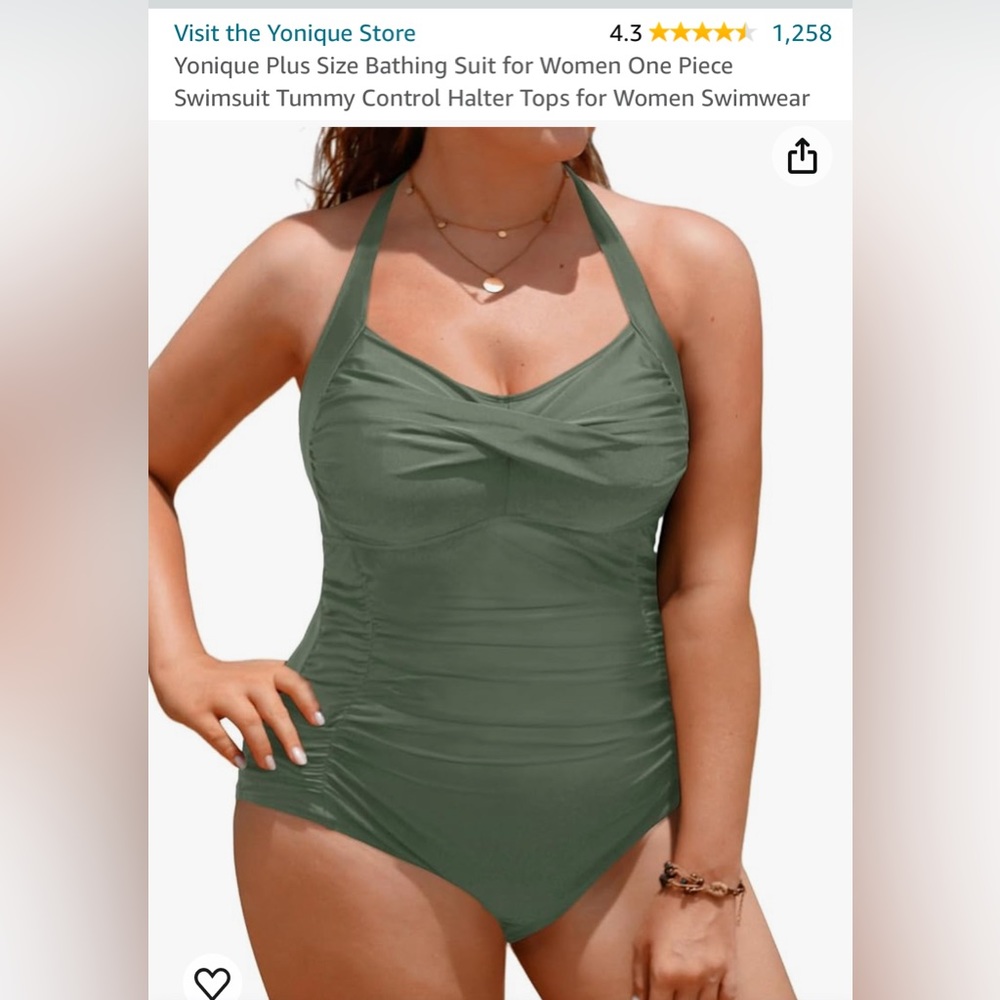 Fantastic NWT Army Green One Piece Bathing Suit Size 20W